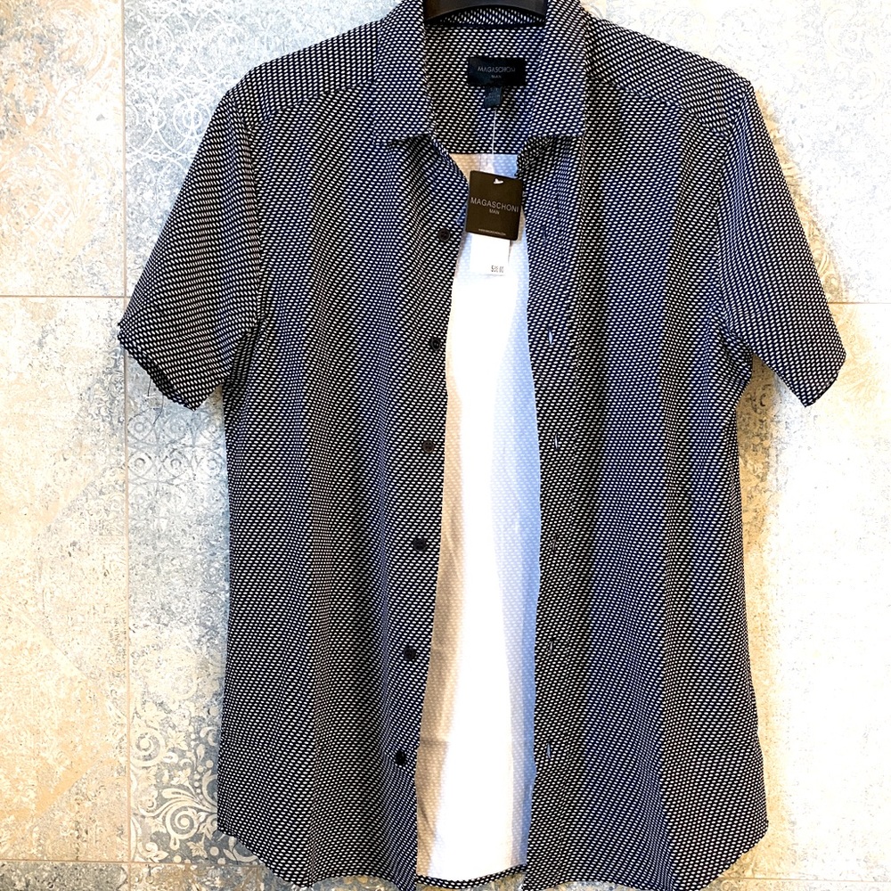 NWT Magaschoni Stretch Digital Print Woven Shirt